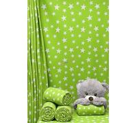 P4P Premium Quality Anti-Pill Printed Polar Fleece | Soft Washable Fabric | Sold by The Metre | 50+ Colours/Prints in Stock | Same Day Dispatch | by Tia Knight (Lime Green/White Stars, 1 Metre)
