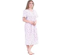 P4USE-4-C0MFORT Cotton Blend Hospital Gown Open Back 42" Long Incontinence Patient Gowns Comfortably Fits Sizes 8 to 30 (Lilac, 20/22)