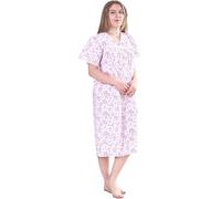 P4USE-4-C0MFORT Cotton Blend Hospital Gown Open Back 42" Long Incontinence Patient Gowns Comfortably Fits Sizes 8 to 30 (Pink, 24/26)
