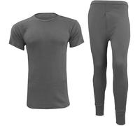 P4USE-4-C0MFORT Men's Short Sleeve Thermal Top and Long Johns Set Lightweight Insulating and Designed for All Day Comfort (Grey, M)