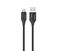 P4Y Silicone Micro USB charging and data cable 2A, 480Mbps reinforced, kink resistant 1m black US-SJ620 - Moe series