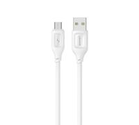 P4Y Silicone micro USB charging and data cable 2A, 480Mbps reinforced, kink-resistant 1m white US-SJ620 - Moe series