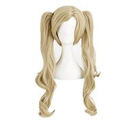 P5 Persona 5 Anne Takamaki Cosplay Wigs Long Curly Linen With 2 Clips On Ponytails Heat Resistant Synthetic Hair Wig + Wig Cap
