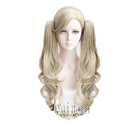 P5 Persona 5 Anne Takamaki Long Curly Linen Cos Hair With 2 Clips On Ponytails Heat Resistant Cosplay Costume Wig