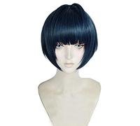 P5 Persona 5 Tae Takemi Short Blue Black Mixed Heat Resistant Hair Cosplay Costume Wig + Wig Cap