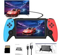 P5 Retro Handheld Video Game Console - Linux System,3500mAh Battery,7 Inch Screen,128G TF Card,22000+ Classic Games,Portable Handheld Gaming Device, (Blue/Red)