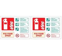 P50 Foam spray extinguisher identification (self adhesive vinyl safety label) (Pack of 2)