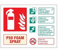 P50 Foam spray extinguisher identification (semi rigid pvc safety sign)