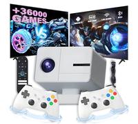 P50 MAX Mini Projector 36000+ Games 1920*1080P 800 ANSI Game Projector with Controllers,2.4G/5G WiFi&BT5.4 Smart Projectors,Auto Focus/Electric Focus Outdoor Movie Projectors for Home Cinema (White)