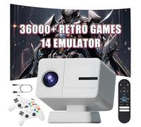 P50 MAX Portable Smart Projector with WIFI and Bluetooth, Game Console with built in 36000+ Game 14 Emulator, 400 ANSI, 1080P, Android 11 Movie Projector for Outdoor, Home Theater, Office (White)