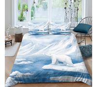 P5V6M1Q9 3D Printed Arctic Polar Bear Duvet Cover Microfiber Soft Breathable Ice Landscape Bedding Set with 2 Pillowcases for Bedroom Decor Single（135x200cm）