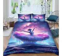 P5V6M1Q9 3D Printed Ballet Dream Duvet Cover Microfiber Soft Pastel Fantasy Bedding Set with 2 Pillowcases for Bedroom Decor 110 Single（135x200cm）