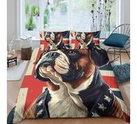 P5V6M1Q9 3D Printed Boxer Dog Duvet Cover Microfiber Soft Breathable Union Jack Bedding Set with 2 Pillowcases for Bedroom Decor Single（135x200cm）