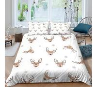 P5V6M1Q9 3D Printed Deer Antler Duvet Cover Microfiber Soft Breathable Snowflake Quilt Cover Set with 2 Pillowcases for Bedroom Decor Single（135x200cm）
