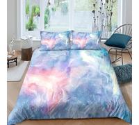 P5V6M1Q9 3D Printed Dreamy Watercolor Duvet Cover Set Microfiber Soft Pastel Cloud Bedding with 2 Pillowcases for Bedroom Décor Single（135x200cm）