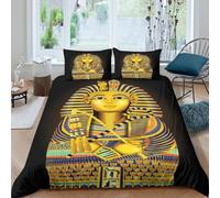 P5V6M1Q9 3D Printed Egyptian Pharaoh Duvet Cover Microfiber Soft Breathable Sphinx Quilt Cover Set with 2 Pillowcases for Bedroom Decor Single（135x200cm）