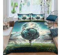P5V6M1Q9 3D Printed Football Fantasy Duvet Cover Microfiber Soft Breathable Sky Dream Bedding Set with 2 Pillowcases for Bedroom Decor Single（135x200cm）