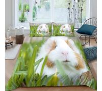 P5V6M1Q9 3D Printed Guinea Pig Grass Duvet Cover Microfiber Soft Breathable Bedding Set with 2 Pillowcases for Bedroom Decor Single（135x200cm）
