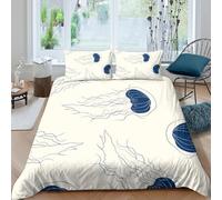 P5V6M1Q9 3D Printed Jellyfish Ocean Duvet Cover Microfiber Soft Blue Bedding Set with 2 Pillowcases for Bedroom Decor Single（135x200cm）