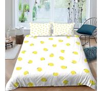 P5V6M1Q9 3D Printed Lemon Pattern Duvet Cover Microfiber Soft Breathable Citrus Fruit Bedding Set with 2 Pillowcases for Bedroom Decor Single（135x200cm）