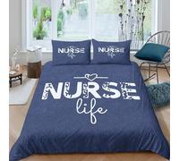P5V6M1Q9 3D Printed Nurse Life Duvet Cover Set Microfiber Soft Breathable Blue Bedding with 2 Pillowcases for Bedroom Decor Single（135x200cm）