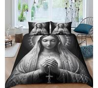 P5V6M1Q9 3D Printed Sacred Madonna Duvet Cover Microfiber Soft Breathable Praying Virgin Bedding Set with 2 Pillowcases for Bedroom Decor Single（135x200cm）