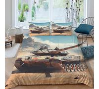 P5V6M1Q9 3D Printed Tank Battlefield Duvet Cover Microfiber Soft Breathable War Machine Bedding Set with 2 Pillowcases for Bedroom Decor Single（135x200cm）