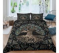 P5V6M1Q9 3D Printed Tree of Life Duvet Cover Microfiber Soft Breathable Mystic Forest Bedding Set with 2 Pillowcases for Bedroom Decor Single（135x200cm）
