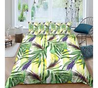 P5V6M1Q9 3D Printed Tropical Leaf Duvet Cover Microfiber Soft Breathable Bird of Paradise Bedding Set with 2 Pillowcases for Bedroom Decor Single（135x200cm）