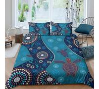 P5V6M1Q9 3D Printed Turtle Ocean Duvet Cover Microfiber Soft Breathable Aboriginal Mandala Bedding Set with 2 Pillowcases for Bedroom Decor Single（135x200cm）