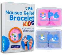 P6 Health Anti-Nausea, Natural Kids Wrist Bands for Car Trips and Sickness