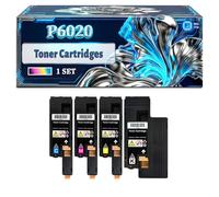 P6020 Toner Cartridges Compatible for Xerox Phaser 6020 6022 WorkCentre 6025 6027 Printers, With Chip Large Capacity 3000 Pages (4-Pack BK/C/M/Y)