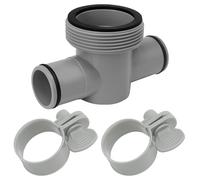 P61408 T Joint Pool Hose Connector 1.5" to 1.25" 3 Heads with O Rings, Replacement Accessories Fitting for Filter Pump for Bestway Coleman Intex Good Sealing, Include 2 Hose Clamps