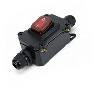 P68 Waterproof Inline Rocker Switch with Red Indicator Light, 30A 220V DPST On Off Switch, Dual Hole Cable Entry Inline Switch for Outdoor Lighting and Indoor Use