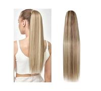 P8/613 Highlights Blonde Ponytail Extension 16-26 Inches Real Human Hair Straight Drawstring Ponytail Hairpiece(18inches)