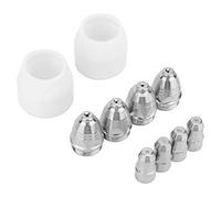 P80 Electrode Nozzle Plasma Cutter Consumable Set, 10pcs (4 Nozzles, 4 Electrodes, 2 Ceramic Rings) - High Precision Cutting, Heat, for Air Plasma Cutting Machines