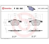 Brembo Brake Pad Set P 85 061 - for VW, Ford, SEAT - Fits 7M3698151A, 1109014, 1237133