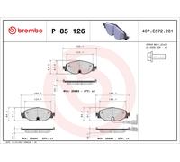 P 85 126X Brake Pad Set Front Braking Fits Audi A3 Allstreet Sportback By Brembo