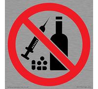P908 Prohibition: No alcohol or drugs Sign - 100x100mm - S10
