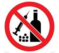 P908 Prohibition: No alcohol or drugs Sign - 400x400mm - S40