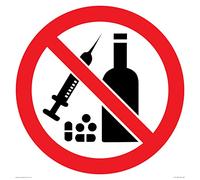 P908 Prohibition: No alcohol or drugs Sign - 400x400mm - S40