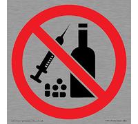 P908 Prohibition: No alcohol or drugs Sign - 85x85mm - S85