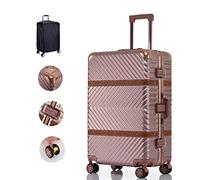 P9IDEDFH Beauty tools ABS+PC Travel Bag Trolley Suitcase Double Handle Design Lock High Capacity Suitable for Business Trips/Learning (Including Protective Cover),Rosegold,20", Rosegold, 26