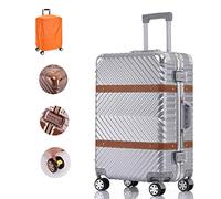 P9IDEDFH Beauty tools ABS+PC Travel Bag Trolley Suitcase Double Handle Design Lock High Capacity Suitable for Business Trips/Learning (Including Protective Cover),Rosegold,20", Silver, 29