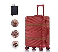 P9IDEDFH Beauty tools ABS+PC Travel Bag Trolley Suitcase Double Handle Design Lock High Capacity Suitable for Business Trips/Learning (Including Protective Cover),Rosegold,20", Red, 26