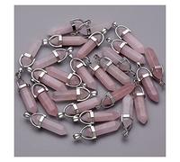 P9IDEDFH DIY Necklace Pendants Opal Natural Stone Crystal Pillar Necklace Pendant for Making Jewelry Charm Alloy Pendants 24pcs/lot (Metal Color : 5) ()