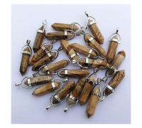 P9IDEDFH DIY Necklace Pendants Opal Natural Stone Crystal Pillar Necklace Pendant for Making Jewelry Charm Alloy Pendants 24pcs/lot (Metal Color : 5) ()