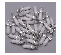 P9IDEDFH DIY Necklace Pendants Opal Natural Stone Crystal Pillar Necklace Pendant for Making Jewelry Charm Alloy Pendants 24pcs/lot (Metal Color : 5) ()