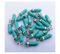 P9IDEDFH DIY Necklace Pendants Opal Natural Stone Crystal Pillar Necklace Pendant for Making Jewelry Charm Alloy Pendants 24pcs/lot (Metal Color : 5) ()