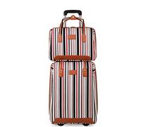 P9IDEDFH Luggage Suitcase Fashion Stripe 2-Piece Business Trolley Case Nylon Waterproof and Wear Resistant Security Code Lock Large Capacity/Multi-Function Handbag,Black,33x21x50cm, Blue, 33x21x50cm